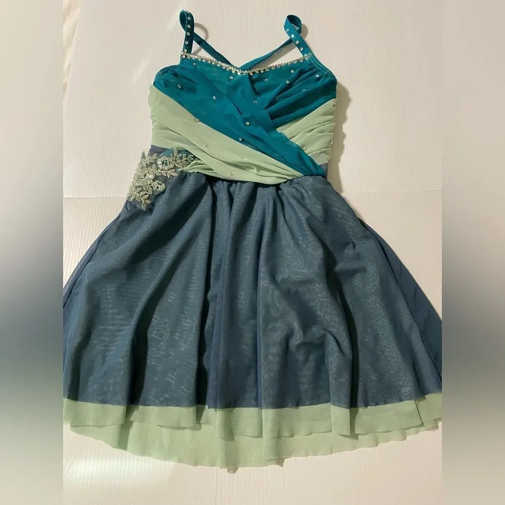 Weissman solo custom dance costume green teal blue No Right To Love You 15120 MC